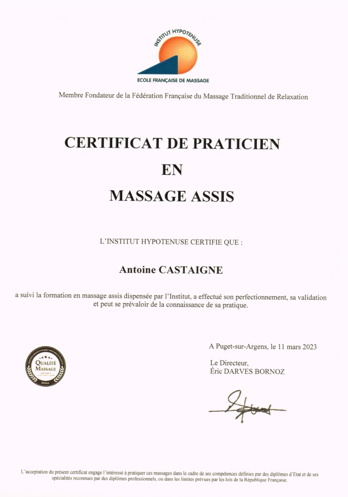 certification de praticien en massage assis